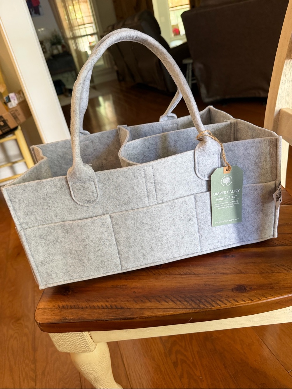Parker Baby Co Grey Felt Diaper Caddy Organizer